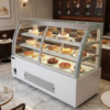 European Curved Glass Cake Showcase Bakery European Style Front Sliding Curved Glass Cake Showcase Anti-Fog LED Lighting Energy Saving Compressor Commercial Use for Bakery
