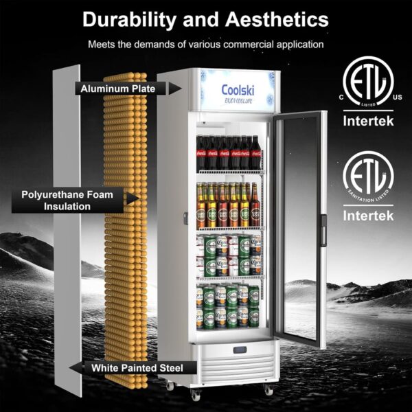 5 Vertical Transparent Glass Door Beverage Cooler with LED Display Screen Air Circulation System for Convenience Store