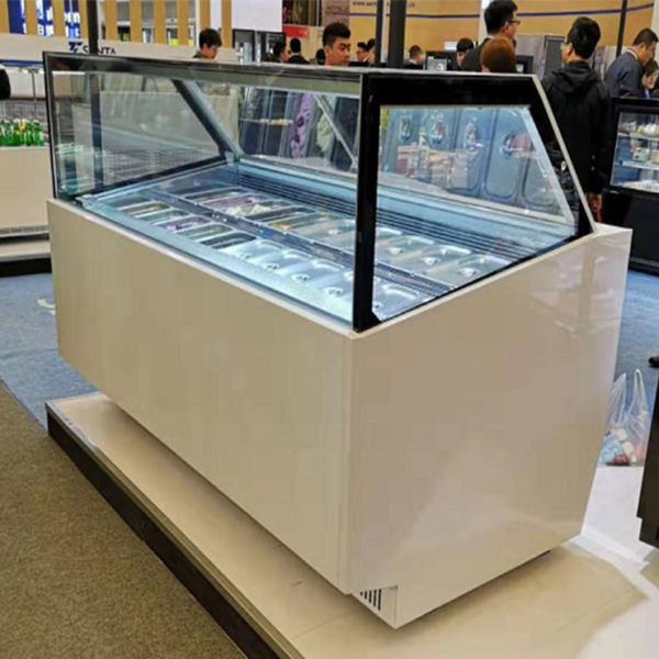 High Capacity Commercial Display Freezer for Ice Cream Imported Compressor Dual Automatic Defrost Marble Base