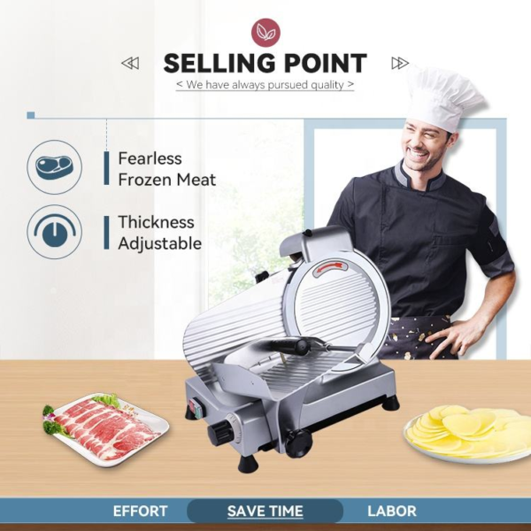 5 Heavy Duty Industrial Meat Slicer Semi-Automatic Stainless Steel Electric Ham Sausage Slicing Machine Catering Equipment
