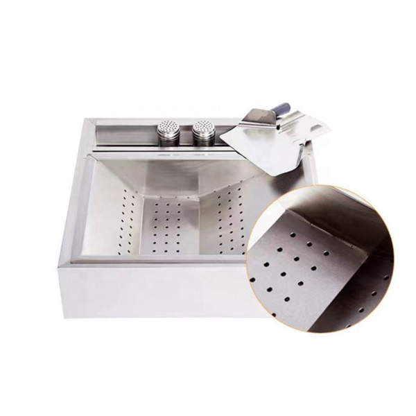 5 Smooth Welded Sloped Bottom Fries Draining Bin Easy Clean Stainless Steel Chip Strainer Basin for Daily Fried Chips Processing