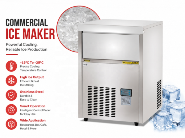 K120 Ice Maker Key Features Spec Sheet Commercial Food Grade Stainless Steel Ice Block Maker Machine 120kg Capacity Energy Saving for Hotel Restaurant Beverage Shop