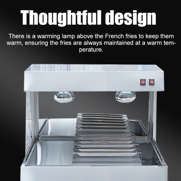 6 Stainless Steel Fries Heating Insulation Machine Dual Infrared Heating Lamps Removable Partition for Batch French Fries Display