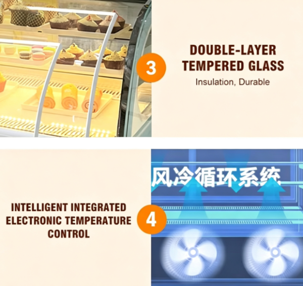 Straight Glass Commercial Refrigerated Air Cooler Cake Display Cabinet LED Lighting for Bakery Dessert Fruit Fresh Food Showcase