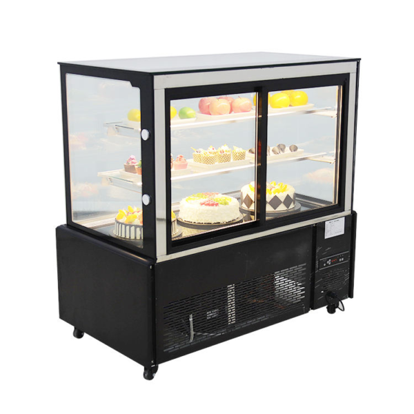 Straight Glass Commercial Refrigerated Air Cooler Cake Display Cabinet LED Lighting for Bakery Dessert Fruit Fresh Food Showcase