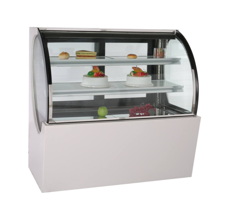 Curved Glass Cake Display Showcase LED