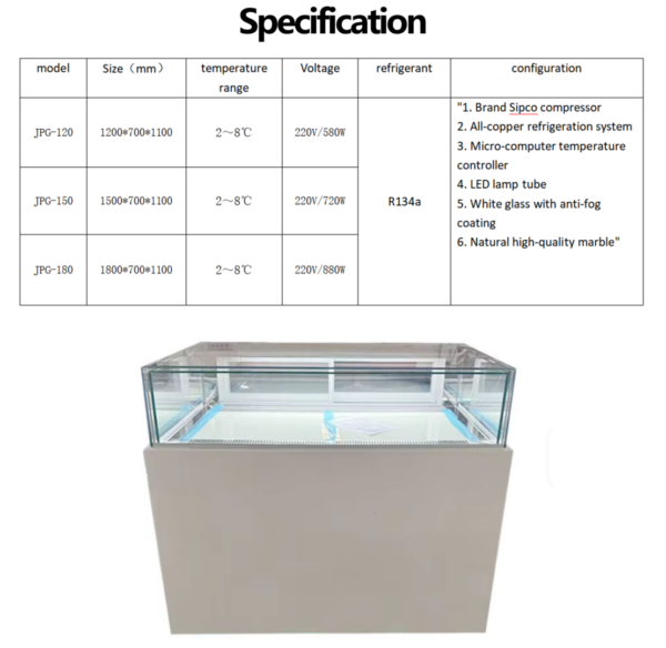 Countertop Glass Display Cabinet for Cakes Single Layer Flat Storage Digital Temperature Controller for Pastry Chiller