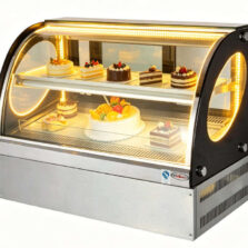 Commercial Curved Glass Cake Display Showcase Cabinet Freezer Bakery Equipment for Cafe Restaurant Hotel Supplies