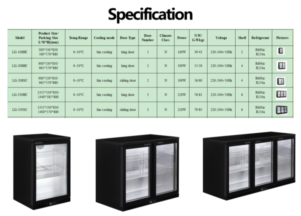 LG-280HG 5 Commercial Two Door Beverage Display Cooler Magnetic Sealed Glass Door Low Power Consumption for Convenience Store Retail