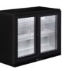Black Commercial Counter Double Sliding Glass Door Beverage Display Cooler Adjustable Shelves Digital Temperature Panel for Bar
