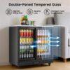 Black Commercial Counter Double Sliding Glass Door Beverage Display Cooler Adjustable Shelves Digital Temperature Panel for Bar