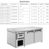Commercial Refrigerated Workbench Refrigerator Full Stainless Steel Body Frost-Free Air Cooling Digital Temperature Control