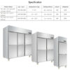 参考图 New Upright Mobile Two Door Stainless Steel Commercial Refrigerator for Restaurant and Fast Food Refrigeration Equipment