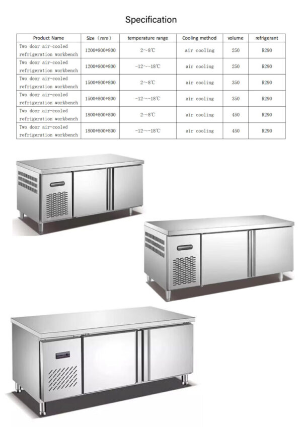 参考图 Heavy-Duty Commercial Worktop Fridge Stainless Steel Construction for Catering and Restaurant Kitchen Equipment