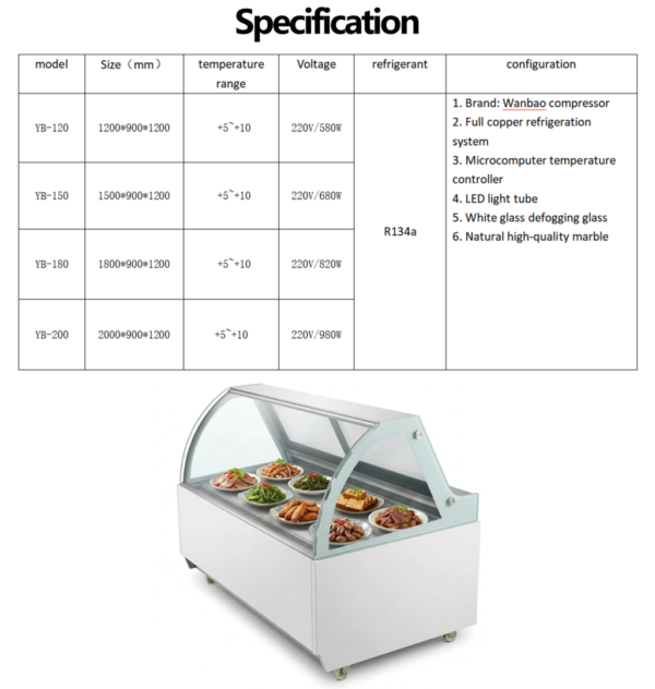 Freestanding Refrigerated Deli Showcase Anti Fog Curved Glass Mobile Casters Digital Temperature Control High Efficiency