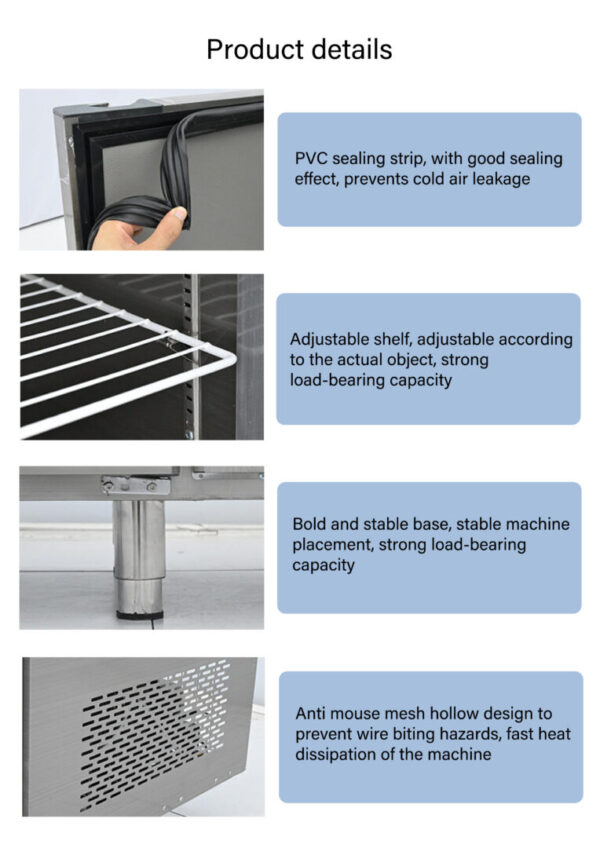 细节图 Heavy-Duty Commercial Worktop Fridge Stainless Steel Construction for Catering and Restaurant Kitchen Equipment