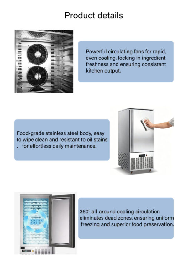 细节图 Commercial 5 Palletss Stainless Steel Quick Blast Freezer Machine for Restaurant Catering Hotel Frozen Food Storage